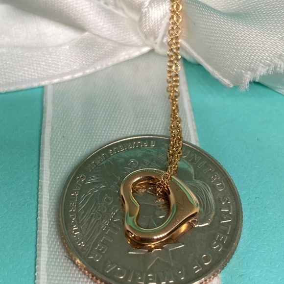 Tiffany & Co Elsa Peretti 18K Rose open Gold Heart Necklace 11mm  MSRP$1450 - Picture 9 of 9